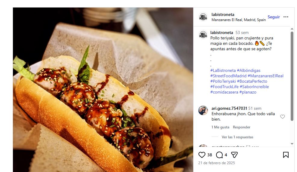 La Bistroneta: food truck de albóndigas gourmet en Manzanares el Real
